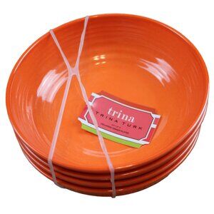 Trina Turk Bowls Orange 7.5" Cereal Soup Set of 4 Ribbed Melamine Summer NWT